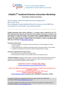 CASyM 2nd Academic/Industry Interaction Workshop