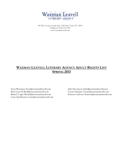 waxman leavell literary agency adult rights list spring 2015