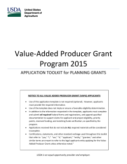 USDA Value-Added Producer Grant