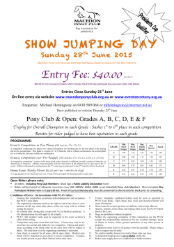 SHOW JUMPING DAY Entry Fee: $40.00 per horse