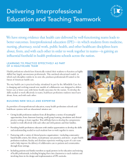 Delivering Interprofessional Education and Teaching Teamwork