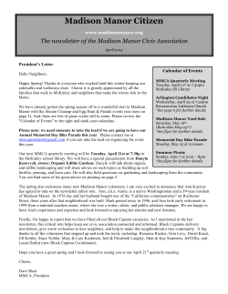 MMCA Spring Newsletter 2015 - Madison Manor Civic Association