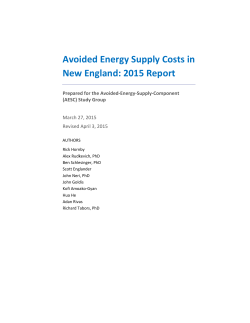 2015 Regional Avoided Cost Study - MA Energy Efficiency Advisory