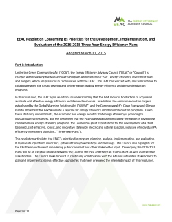 MA EEAC Resolution - MA Energy Efficiency Advisory Council