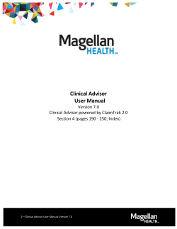 Clinical Advisor User Manual