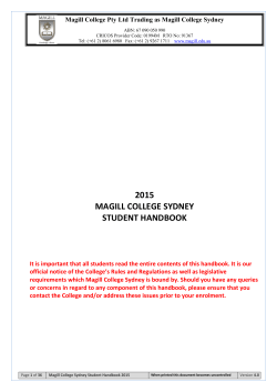 2015 MAGILL COLLEGE SYDNEY STUDENT HANDBOOK