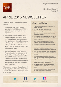 APRIL 2015 NEWSLETTER - Magna Carta 800th Anniversary