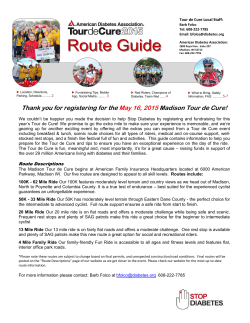 2015 Madison Tour de Cure Route Guide