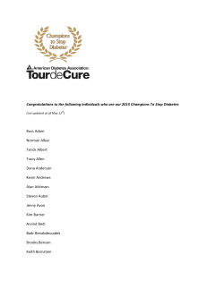 Congratulations to the following individuals who are our 2015