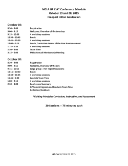 MCLA GP CIA* Conference Schedule October 19 and 20, 2015