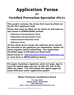 PS-C Application Fillable Forms - Maine Prevention Certification Board