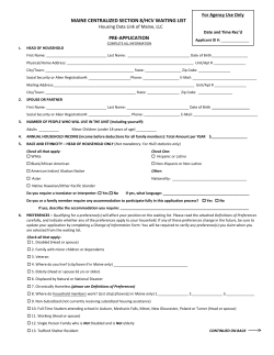 HCV application. - Maine Centralized Section 8/HCV Waiting List