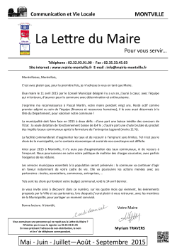 La Lettre du Maire - Site de la ville de Montville