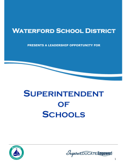 SUPERINTENDENT OF SCHOOLS - Waterford School District