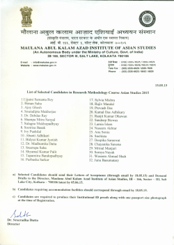 List of Selected Candidates in Research Methodology Course Asian