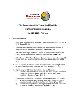 The Corporation of the Township of Malahide CORRESPONDENCE