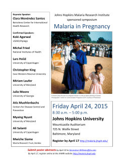 Friday April 24, 2015 Malaria in Pregnancy