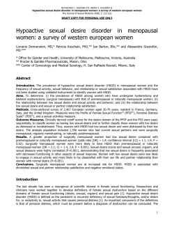 Hypoactive Sexual Desire Disorder in Menopausal Women: