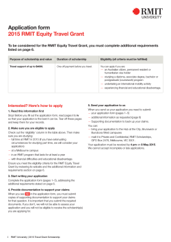 Application form 2015 RMIT Equity Travel Grant