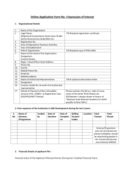 Online Application Form No. I Expression of Interest
