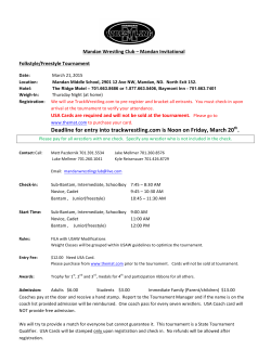Deadline for entry into trackwrestling.com is Noon on Friday, March