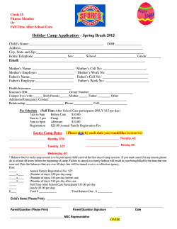 Holiday Camp Application â Spring Break 2015