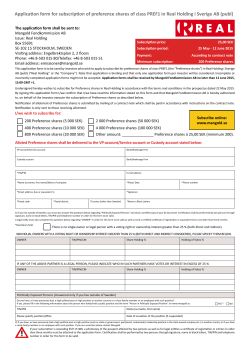 Application form for subscription of preference shares of