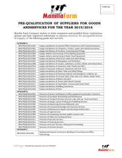 pre-qualification of suppliers for goods andservices