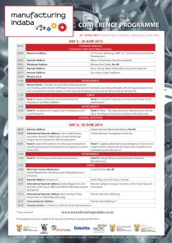CONFERENCE PROGRAMME - Manufacturing Indaba