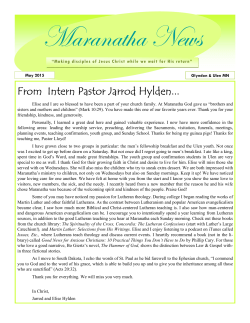 May Newsletter 2015 - Maranatha Free Lutheran Church