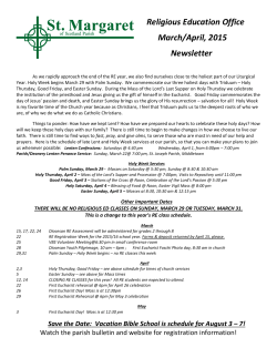 Religious Education Office March/April, 2015 Newsletter