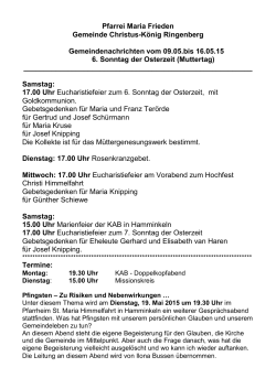 Gemeindenachrichten Ringenberg 10. Mai