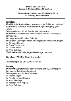 Gemeindenachrichten Ringenberg 14. Juni
