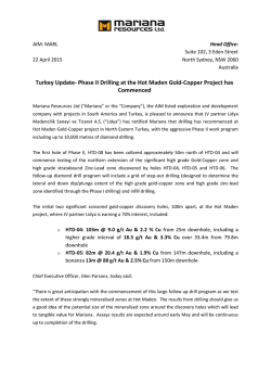 Turkey Update- Phase II Drilling at the Hot Maden Gold
