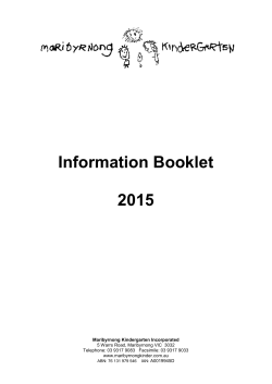 Information Booklet 2015 - Maribyrnong Kindergarten