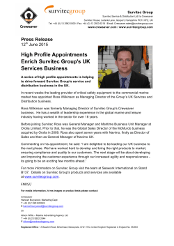 High Profile Appointments Enrich Survitec Group`s UK Services