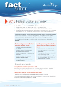 2015 Federal Budget summary
