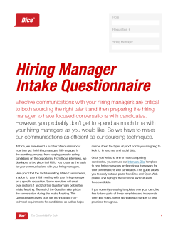 Hiring Manager Intake Questionnaire