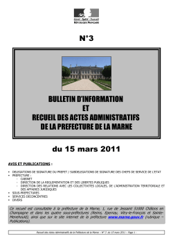 Recueil 3-2011 du 15 mars - PrÃ©fecture de la Marne