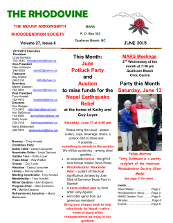 most recent newsletter - Mount Arrowsmith Rhododendron Society