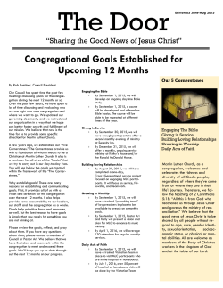 Congregational Goals Established for Upcoming 12 Months