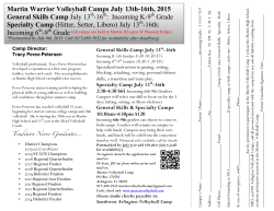 Martin Warrior Volleyball Camps July 13th