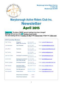 Newsletter April 2015 - Maryborough Active Riders Club Inc.