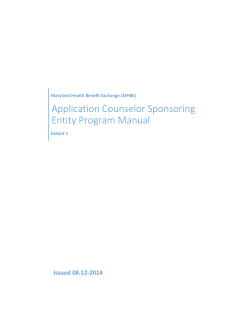 Application Counselor Sponsoring Entity Program Manual