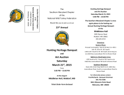 Hunting Heritage Banquet Art Auction Saturday March 21st, 2015