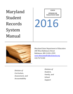2016 Maryland Student Records Manual