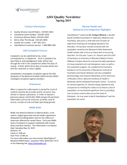 ASO Quality Newsletter - Spring 2015