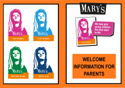 WELCOME INFORMATION FOR PARENTS