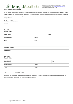 Nikah Ceremony Application Form We are pleased that you have