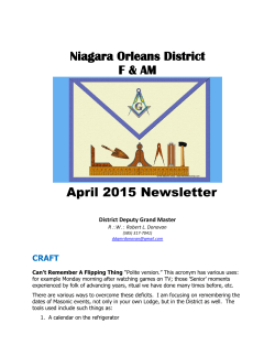 Niagara Orleans District F & AM April 2015 Newsletter